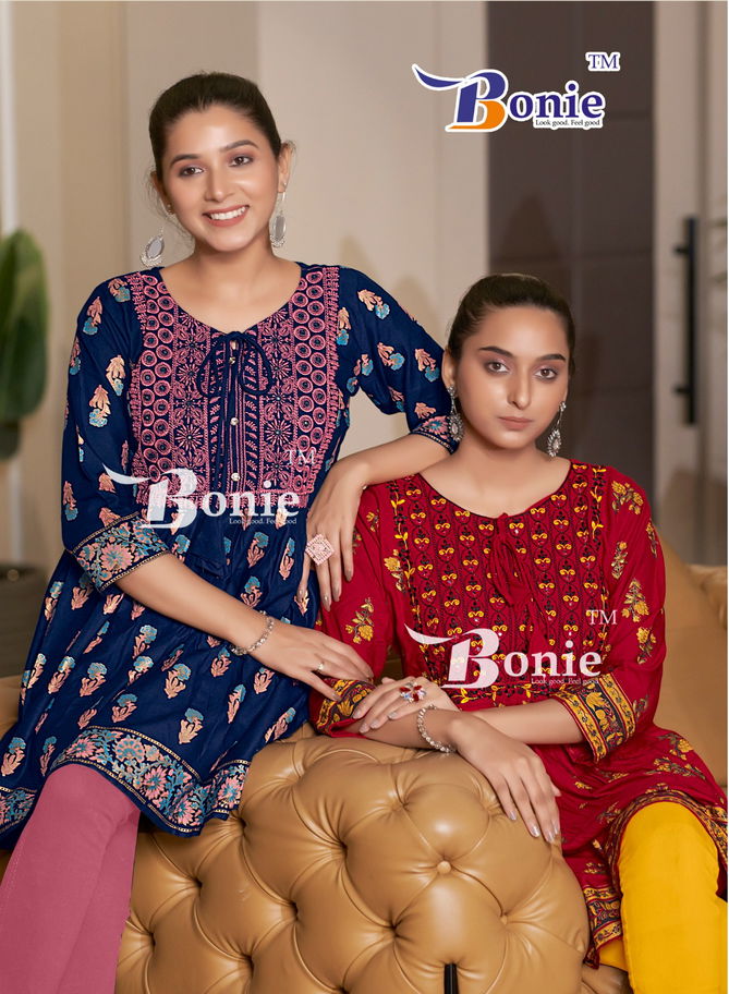 Nikki By Bonie Rayon Printed Short Kurtis Wholesale Price In Surat